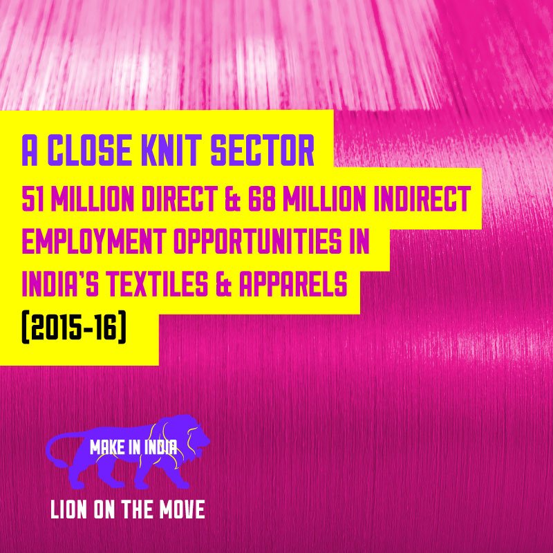 Textiles and apparel- India’s second largest employment provider. #MakeInIndia …