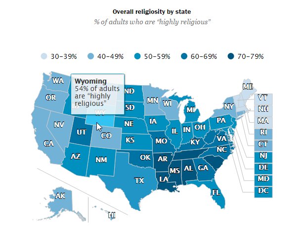 How religious is your state? Use our interactive to find out  …