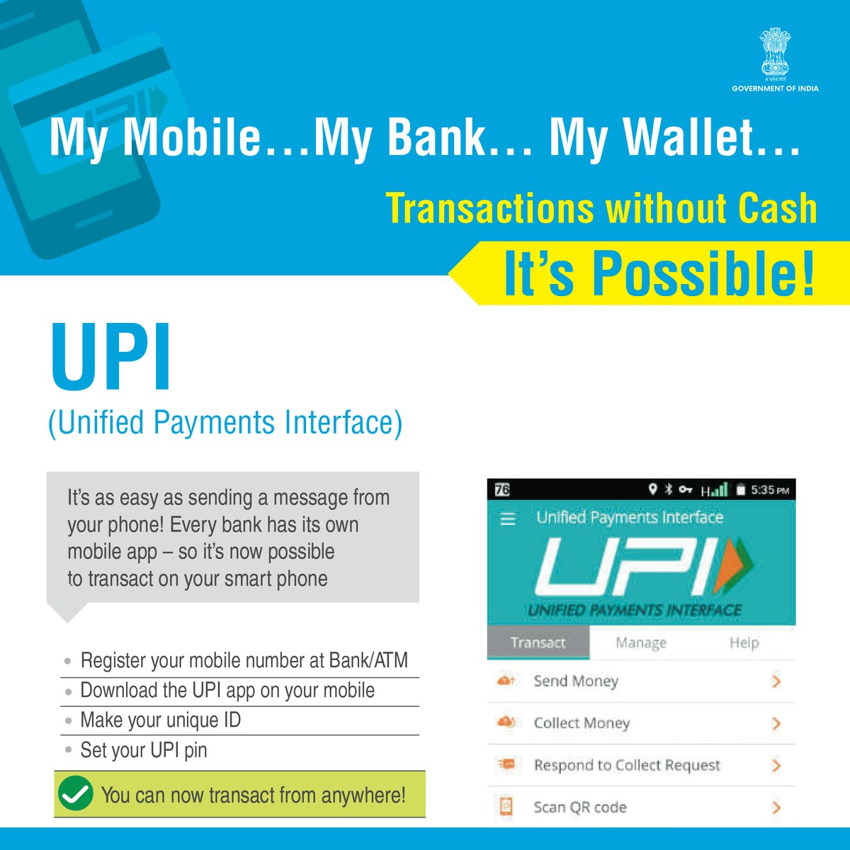 My mobile, my bank, my wallet- UPI …