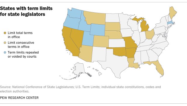 Today, 15 states limit how many terms their state legislators can serve  …