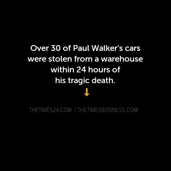 Over 30 of Paul Walker’s cars were stolen from a warehouse within 24 hours of his..