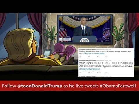 Cartoon Donald Trump Live Tweets Obama’s Farewell Speech