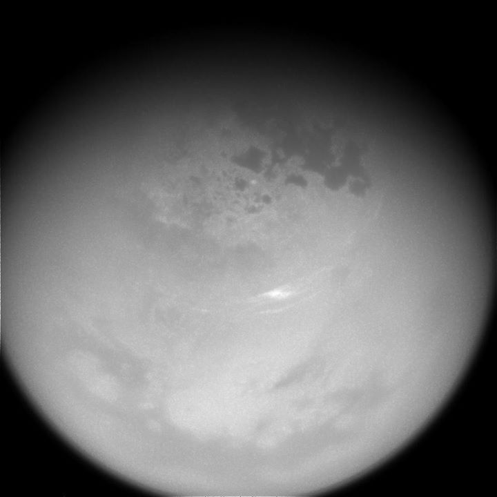 Floating high above the hydrocarbon lakes, wispy clouds have finally started to …