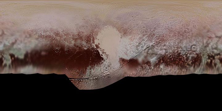 This new, detailed global mosaic color map of Pluto is based…