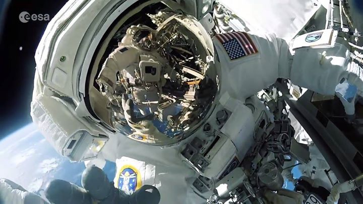Don’t look down! Imagine trying to work on an International Space Station power …
