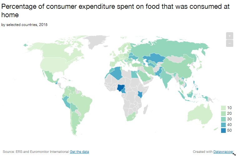 Which countries spend the most on food? This map will show you  …