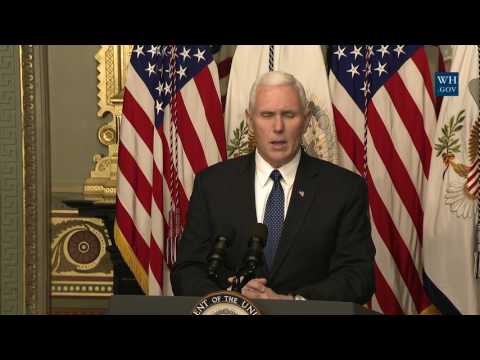 Vice President Pence holds a swearing-in ceremony for Education Secretary Betsy DeVos