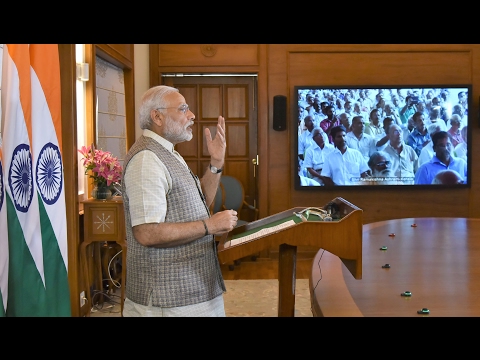 PM Narendra Modi addressing Sri Ram Krishna Vachanmitra Satram, Tiruvalla via VC
