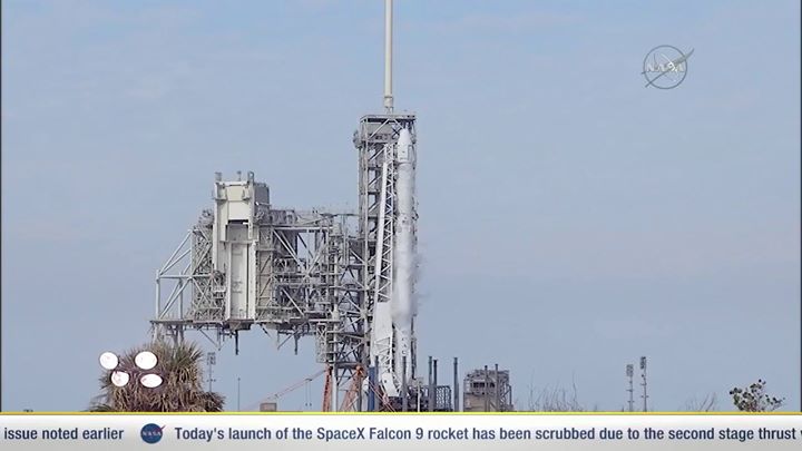 SCRUB! Today’s launch of SpaceX’s Dragon cargo spacecraft to…