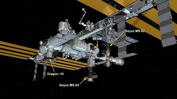 The arrival of SpaceX Dragon CRS-10 marks three spacecraft  attached to the Inte…