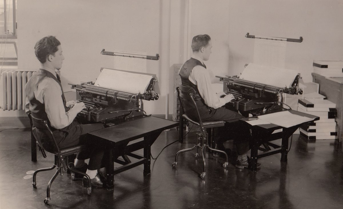#TBT Census clerks use Remington Rand electronic bookkeeping machines to prep po…