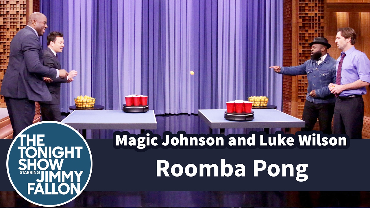Roomba Pong with Magic Johnson and Luke Wilson