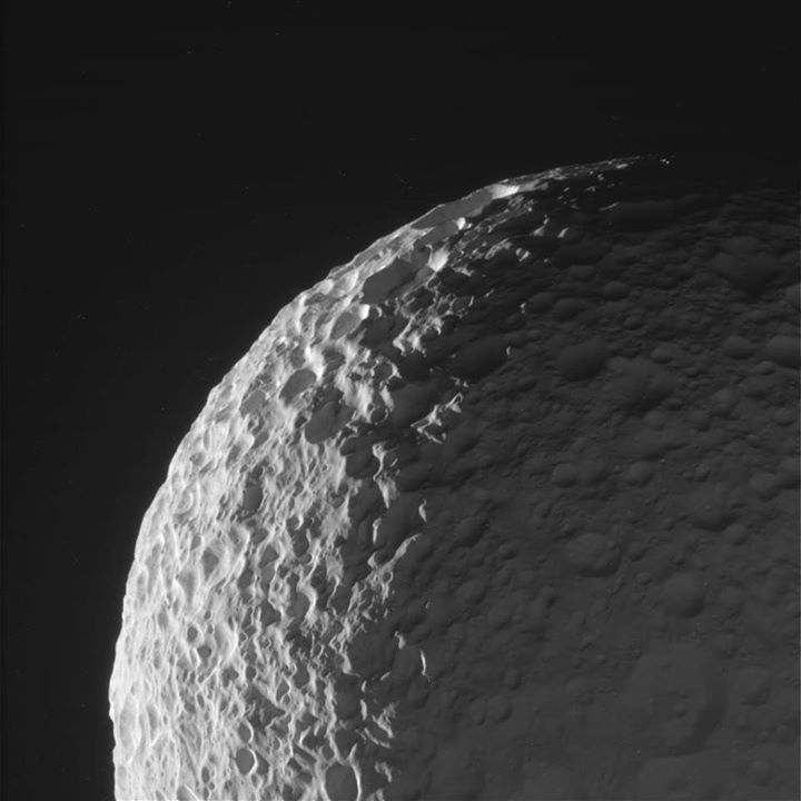 This raw, unprocessed image of Mimas was taken on 30 January by the internationa…