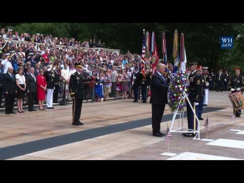 President Trump Lays a Wreath at Arlington National Cemetery for Memorial Day Ceremony
