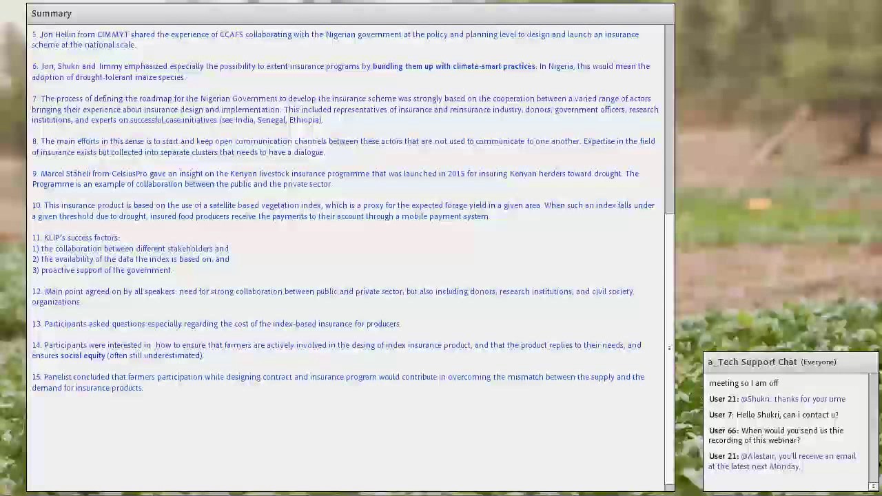 Webinar summary: Index-based insurance for risk management in climate-s…