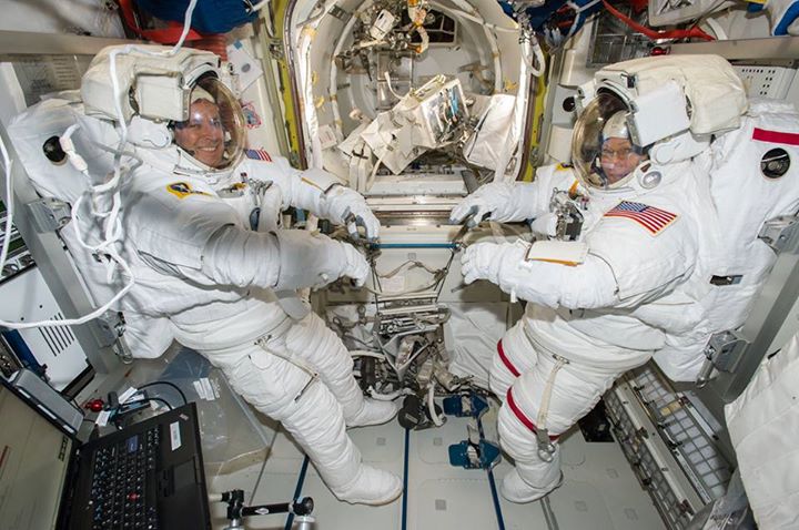 Astronauts on the International Space Station review plans, …