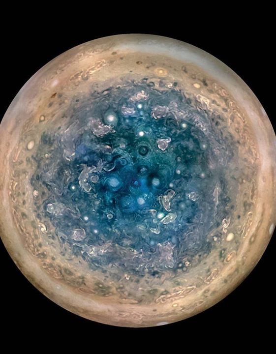 Jupiter’s poles are covered in cyclones, some as big as the …
