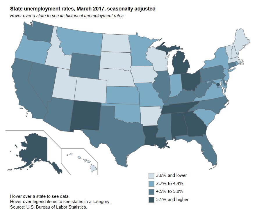 18 states have lower unemployment rates in year ending March 2017  #BLSdata …