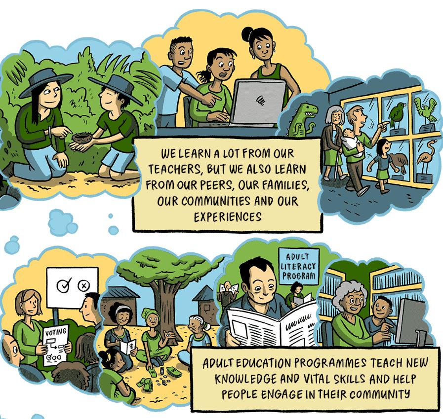 Outside of school, we must learn through communities and throughout our lives #s…