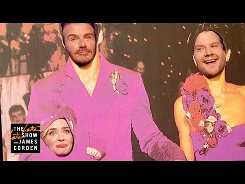 Recreating David Beckham’s Wedding Photo w/ Emily Blunt & James