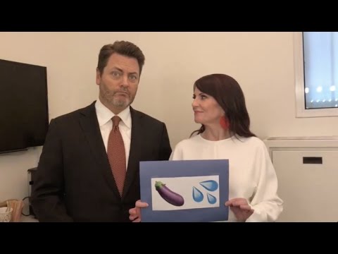 Nick Offerman and Megan Mullally Translate Suggestive Emojis