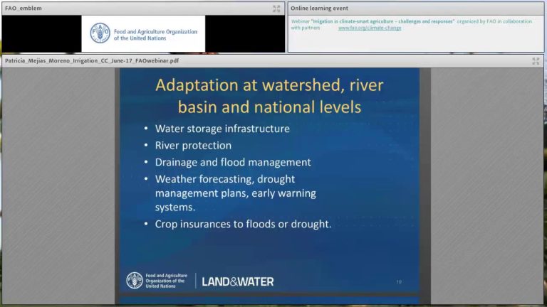 Webinar: Irrigation in Climate-Smart Agriculture – Patricia Mejias More…