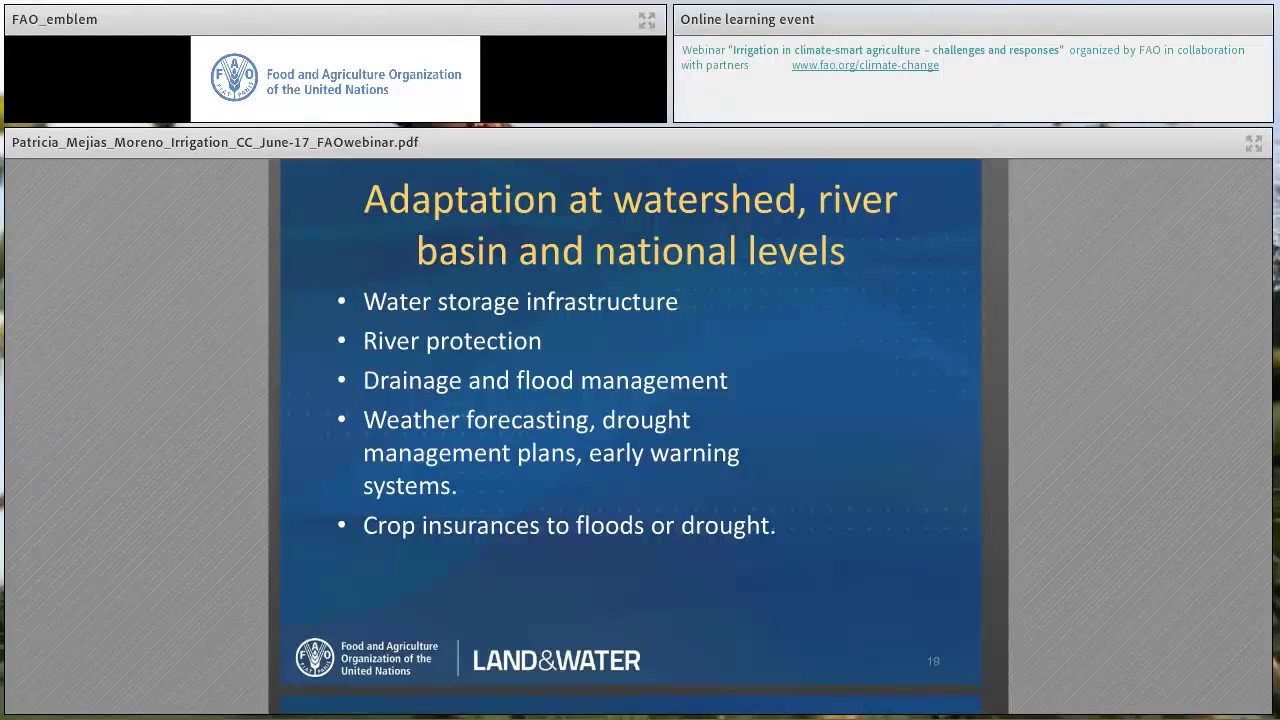 Webinar: Irrigation in Climate-Smart Agriculture – Patricia Mejias More…