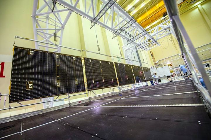 Spanning 14 m from the spacecraft body, this impressive solar wing is one of two…