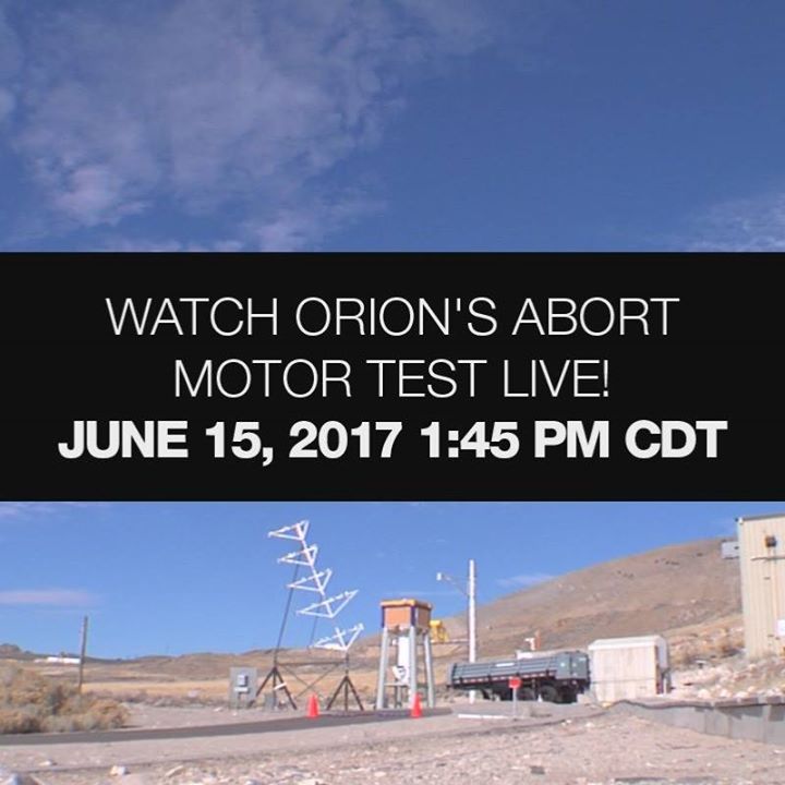 One to watch! Test of the Orion spacecraft launch abort system at 18:45 CEST tod…
