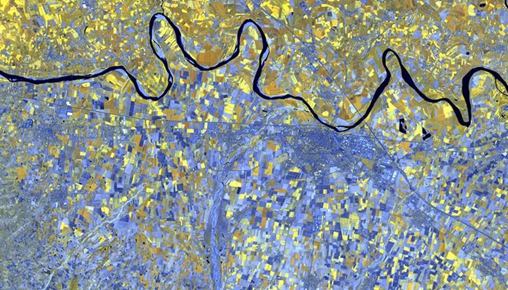 An image from Copernicus EU Sentinel-2A taken in August 2015 of the Po Valley, P…