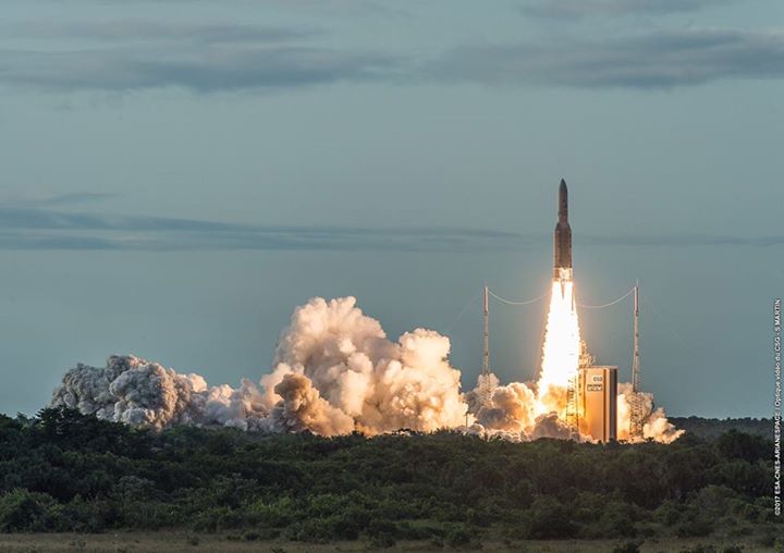 Ariane 5 ascends from the Europe’s Spaceport in French Guiana on ArianeGroup’s s…