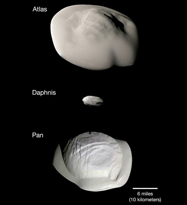 This montage of views from our Cassini spacecraft shows thre…