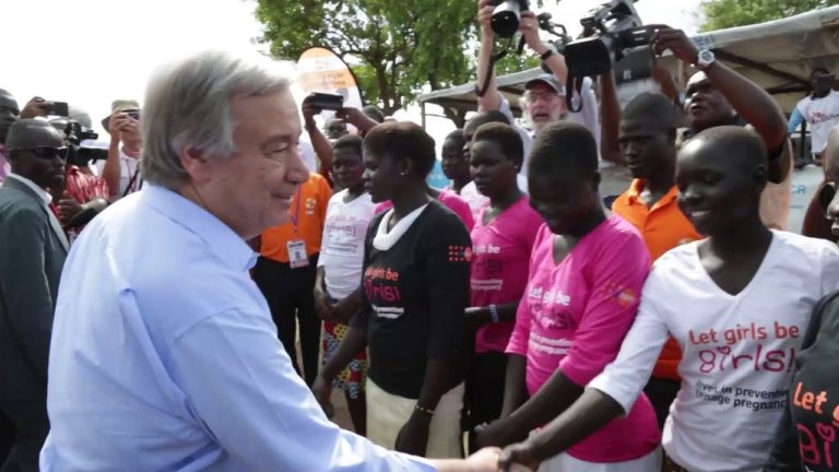 UN chief meets with South Sudanese refugees in Uganda