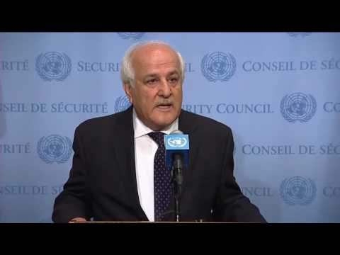 Riyad Mansour (Palestine) on situation in the West Bank – Security Council Stakeout (24 July 2017)