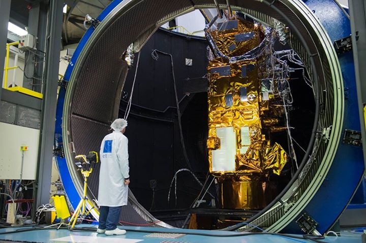 The payload module of MetOp-C, Europe’s latest weather satellite, seen through t…