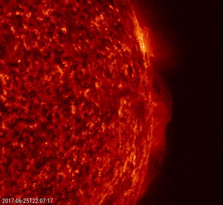 This amazing view is of solar plasma as it churned and strea…