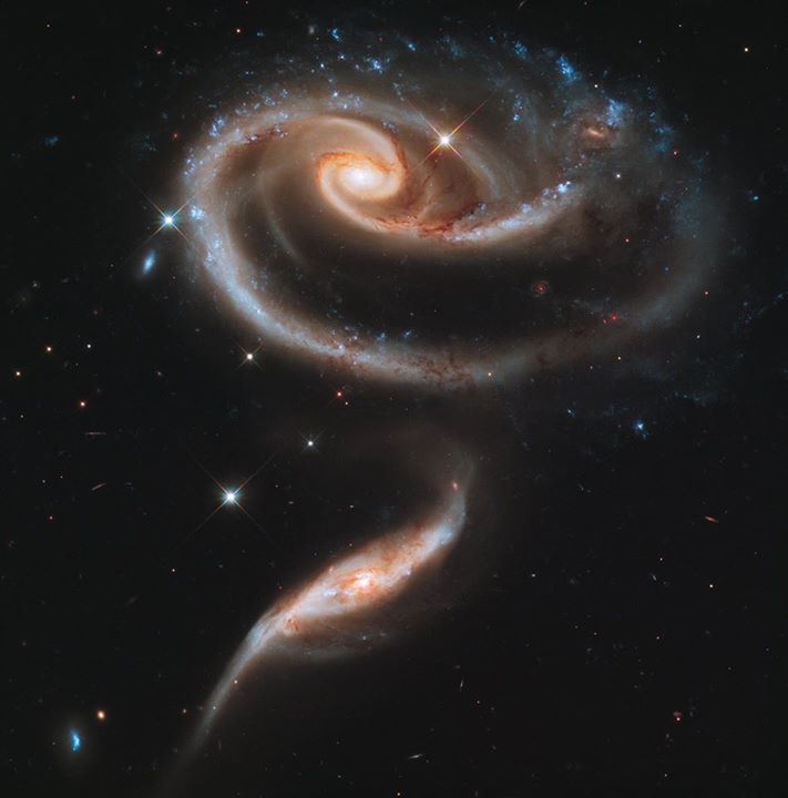 This image of a pair of interacting galaxies called Arp 273 was taken by the NAS…