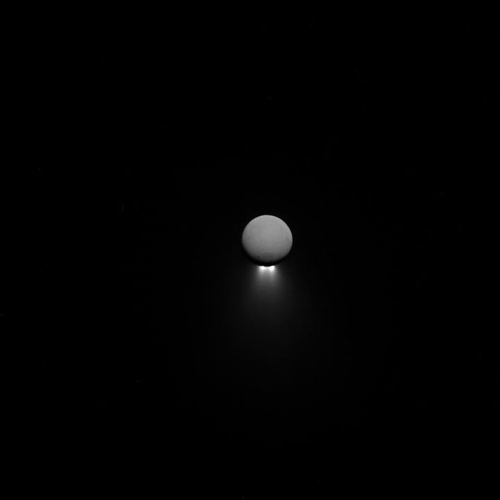 The intriguing south-polar jets of Enceladus, backlit by sunlight while the moon…