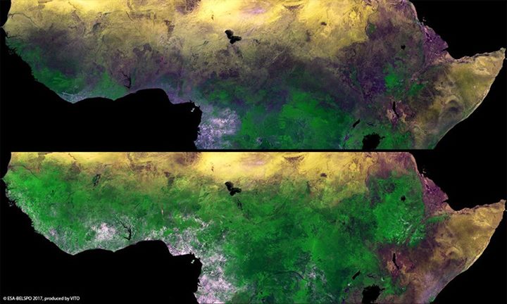 Africa Grows Green  
ESA’s Proba-V minisatellite reveals the seasonal changes in…