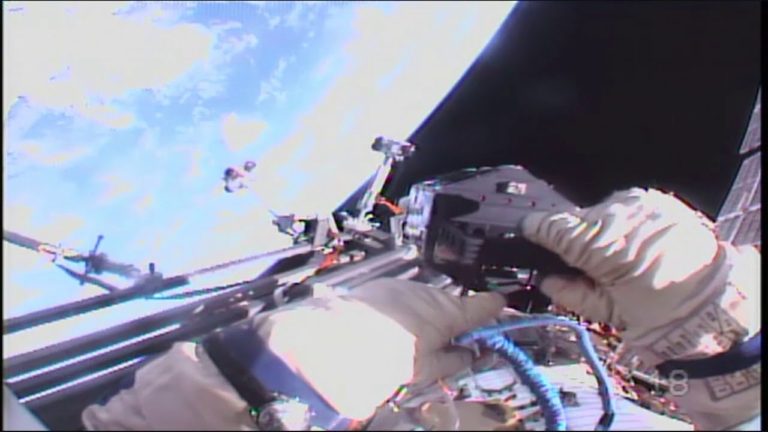 Space Station Cosmonauts take a Walk in Space