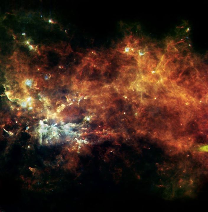 This image from ESA’s Herschel Space Observatory shows a giant “star nursery” wh…