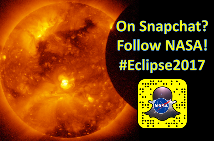 On Snapchat? Get eclipsed with us! Add ‘NASA’ + check out to…