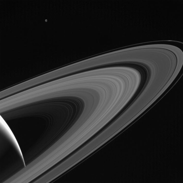If you gaze across the beautiful rings of Saturn, you can se…