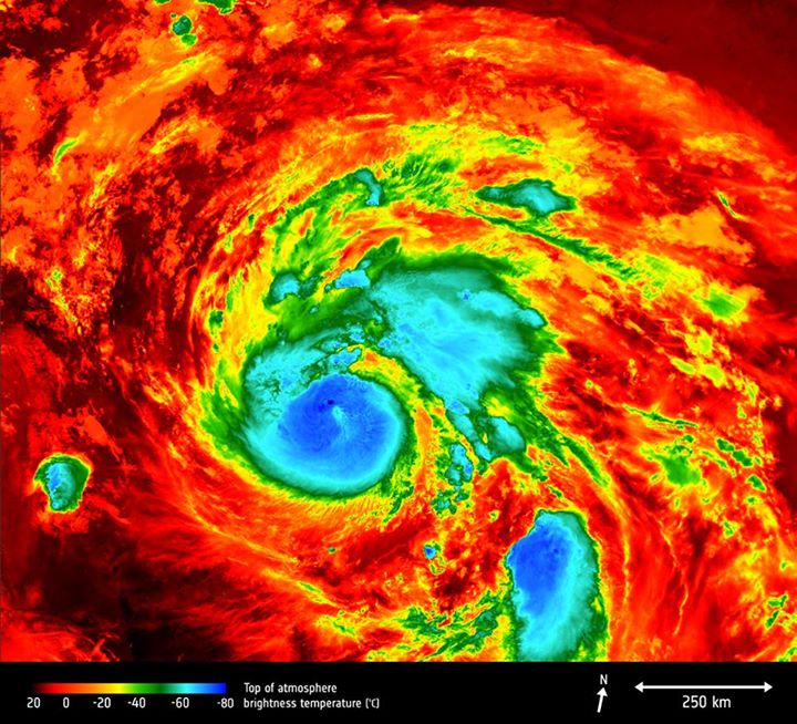 The Copernicus Sentinel-3A satellite saw the temperature at the top of Hurricane…