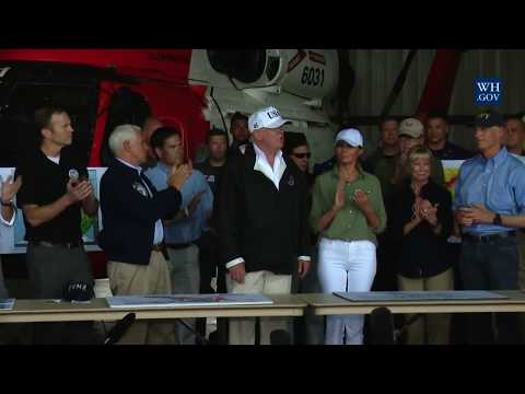 President Trump Delivers a Statement at a Briefing on Recovery Efforts
