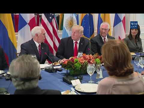 President Trump Attends a Working Dinner with Latin American Leaders