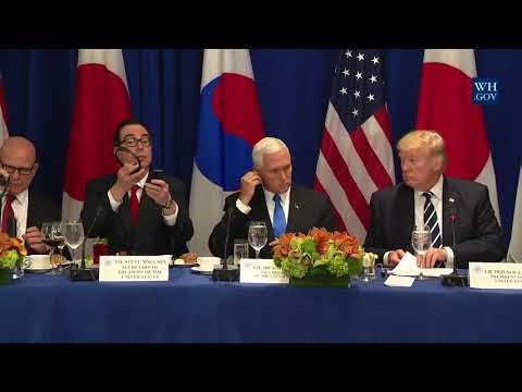 President Trump with the Prime Minister of Japan and the President of the Republic of Korea
