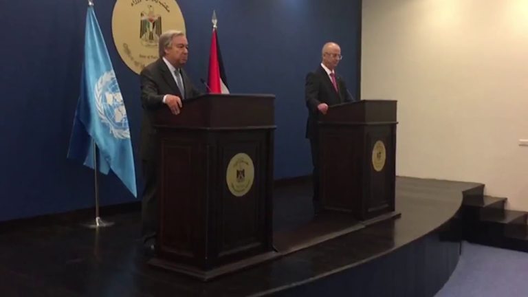 In Ramallah, UN chief stresses “There is no plan B to the two-State solution”