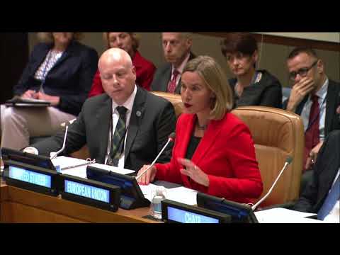Federica Mogherini speaks at the Ad Hoc Liaison Committee for Palestin…