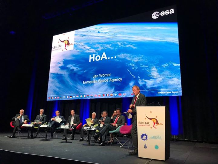 ESA Director General Jan Woerner is moderating part of the Heads of Agencies Ple…